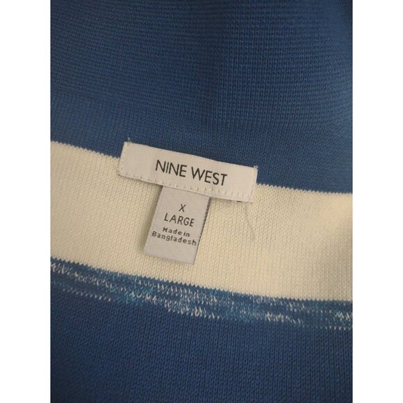 New Nine West Size XL Pullover Sleeveless Blue White Mock Turtle Neck Top - Picture 10 of 12